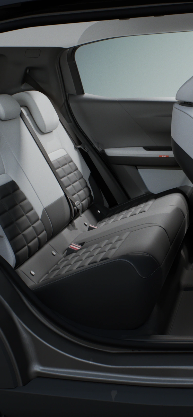Vista interior lateral del Citroën ë-C3 Aircross SUV destacando asientos espaciosos de múltiples filas para una movilidad de pasajeros confortable, versátil y asequible.